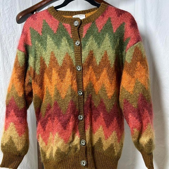 Vtg‎ Susan Bristol Knitted Mohair Wool Cardigan Sweater...